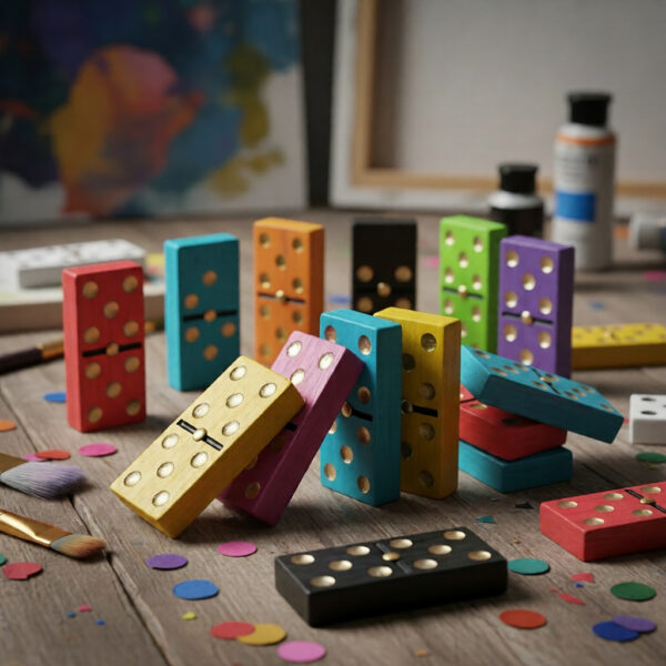Traditional wooden domino tiles